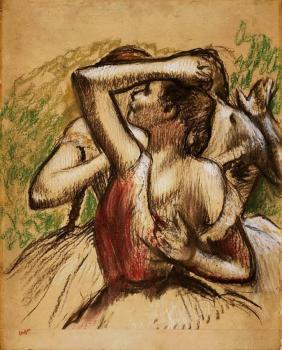 埃德加 德加 Three Ballet Dancers, One with Dark Crimson Waist 埃德加 德加 Three Ballet Dancers, One with Dark Crimson Waist